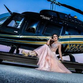 quinceañera en helióptero